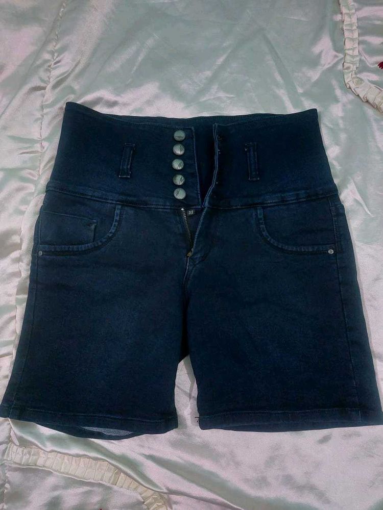 Dark Blue Denim Shorts