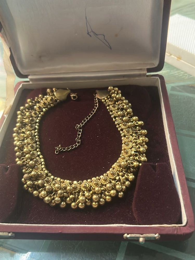 Exquisite golden oxidised Choker Necklace