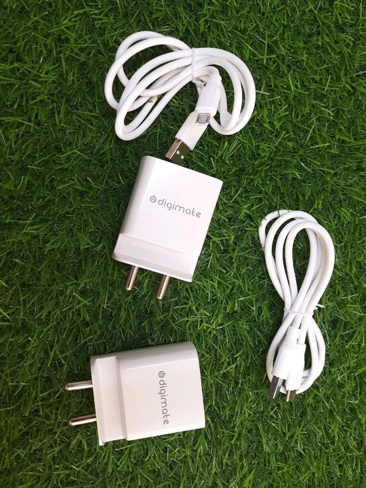 💥 Pack Of 2 Charger 2 Data Cable 1 Micro And 1 Type C Brand New Unused