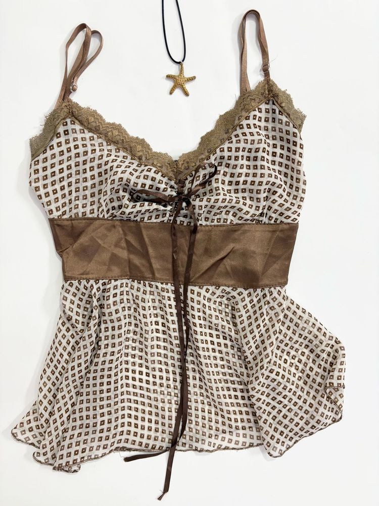 Vintage Gingham Lace Cami