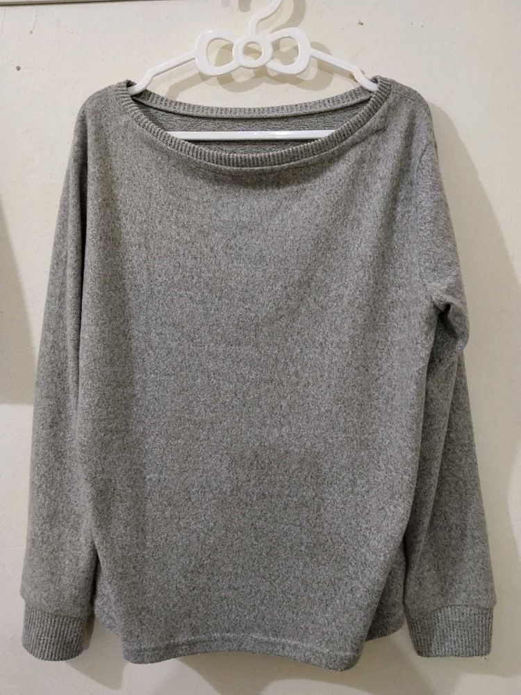 Grey Long Sleeve Sweater Top