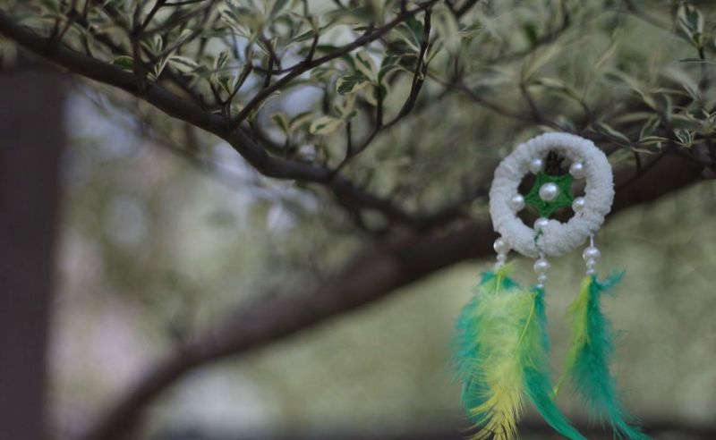 Bohemian Dreamcatcher keyring with Feathers