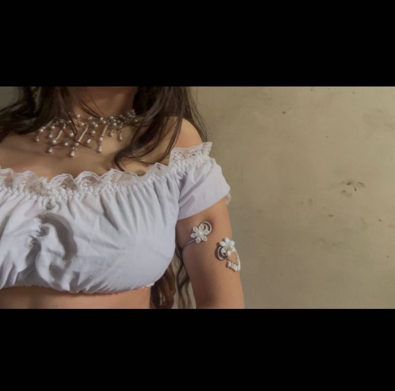 Boho Pearl Necklace &amp; Arm Cuff Set