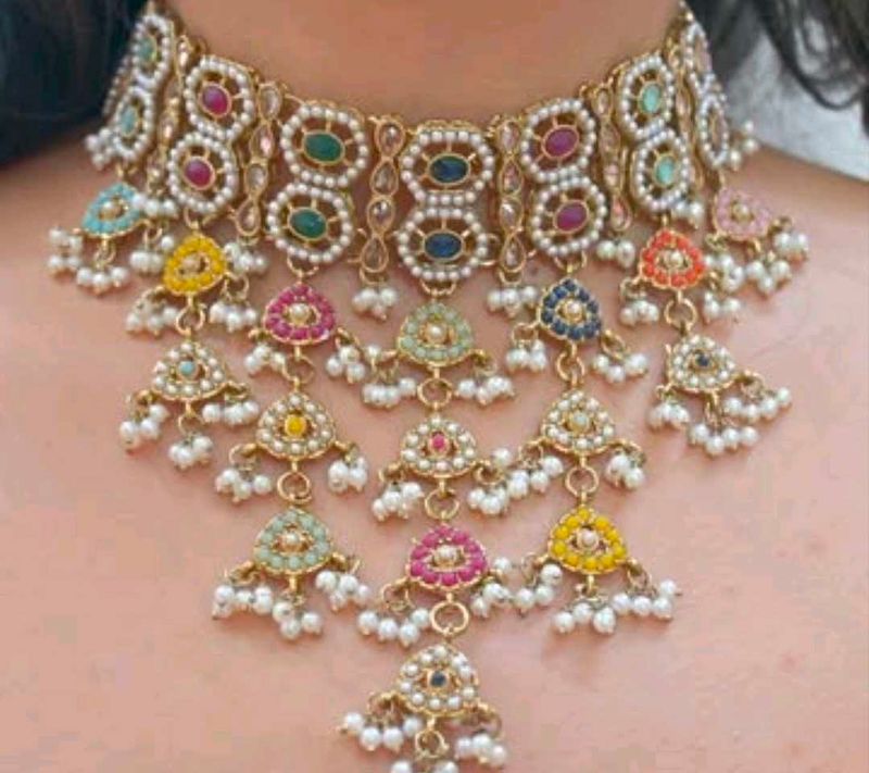 Elegant Colorful Pearl Choker Necklace