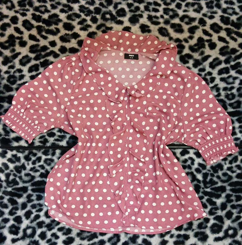 Chic Pink Polka Dot Blouse
