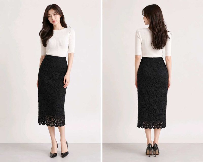 Elegant Black Pencil Skirt with Slit