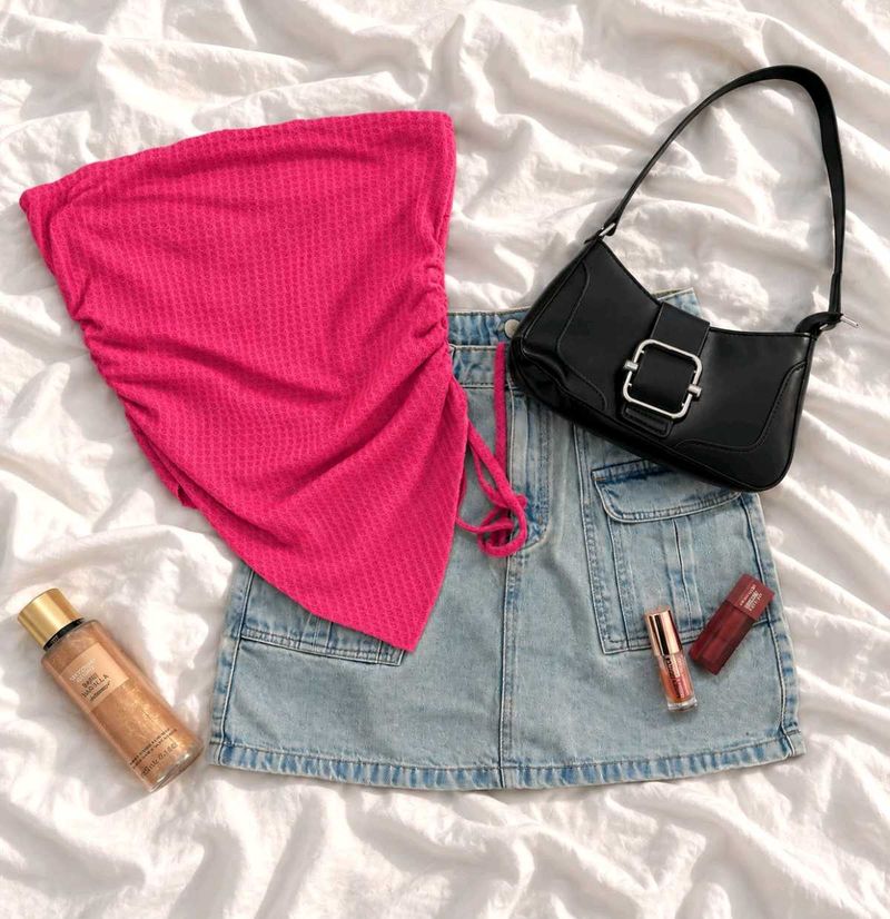Hot Pink Ruched Tube Top