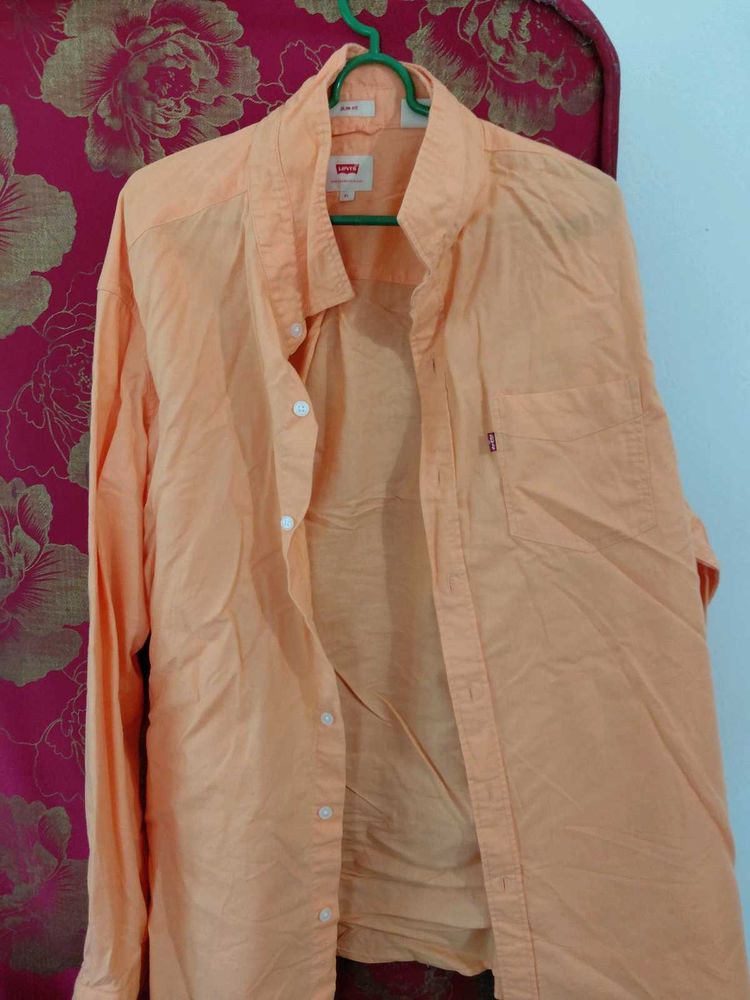 LEVIS Men's Orange Levi's Button-Up Shirt XL