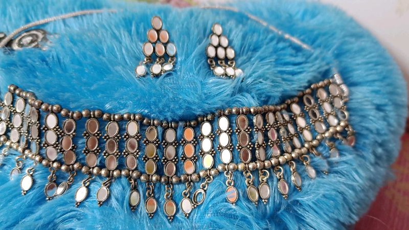 Mirror Choker &amp; Earring Set