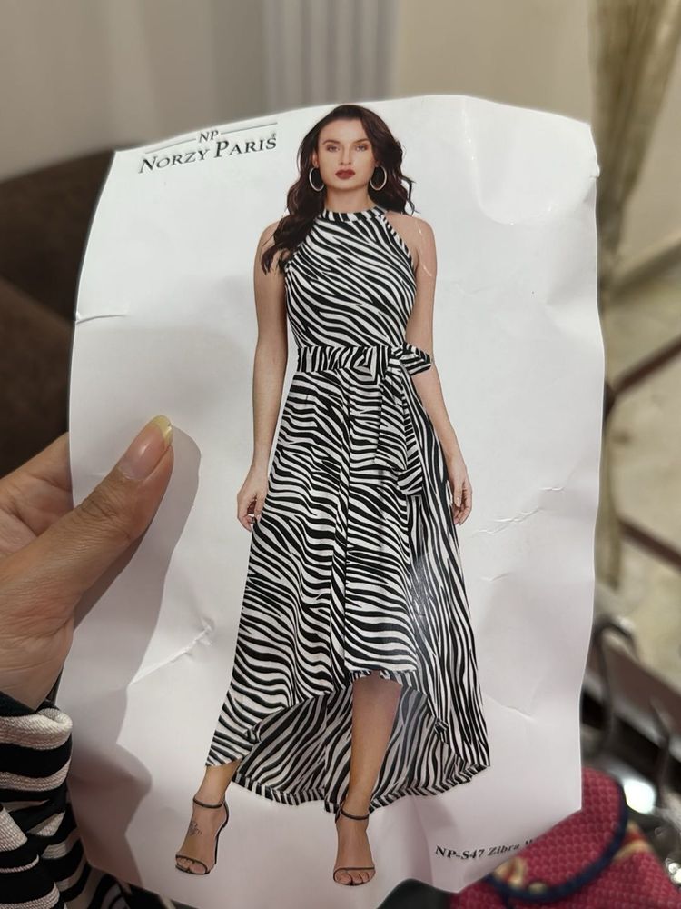 Zebra Print Halter Neck Maxi Dress Brand New