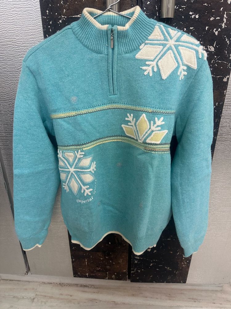 Cozy Blue Snowflake Quarter Zip Sweater