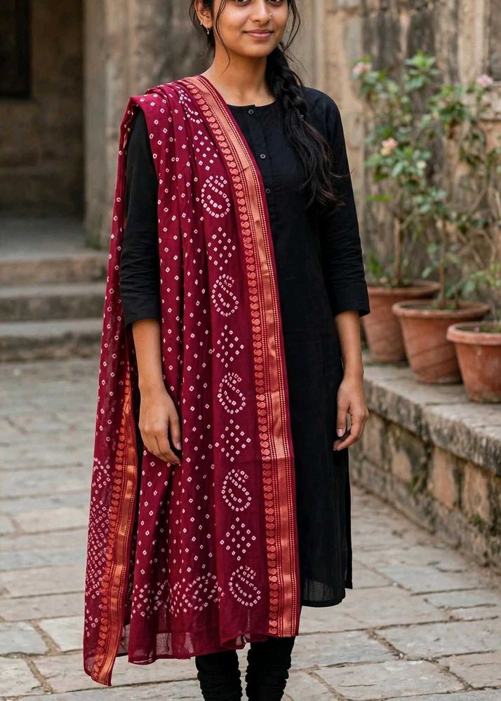 Vibrant Bandhani cotton Silk Dupatta