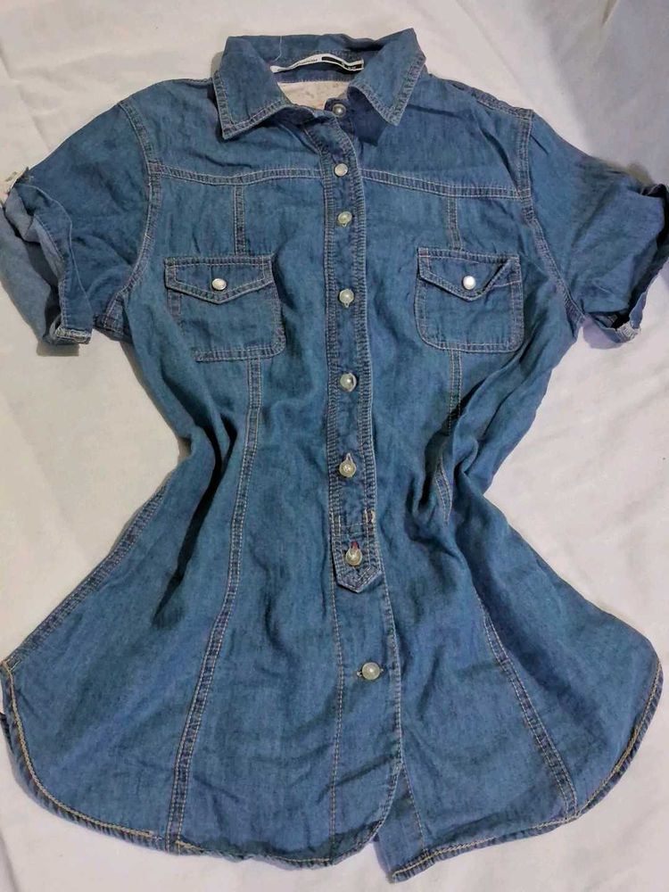 Denim Button-Down shirt.