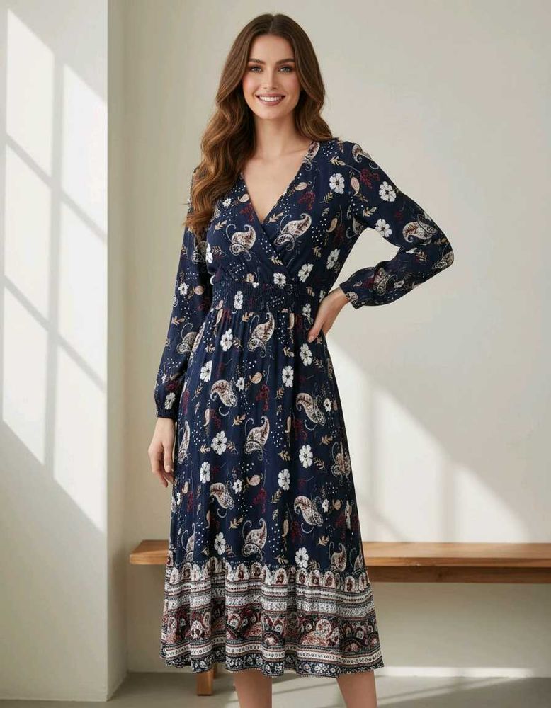 Rayon blue maxi dress
