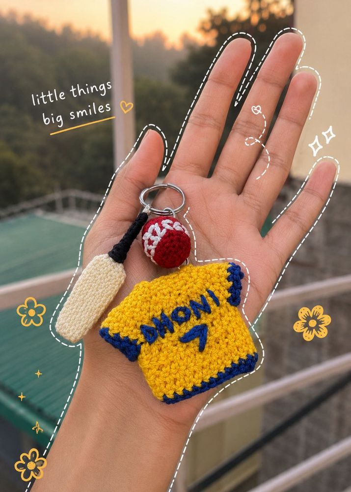 Crochet Cricket Jersey Keychain