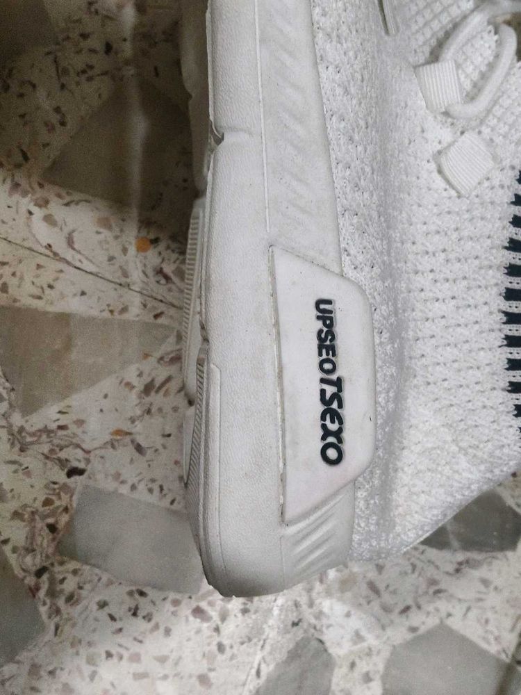 White Breathable Knit Sneakers | Lightweight Walki