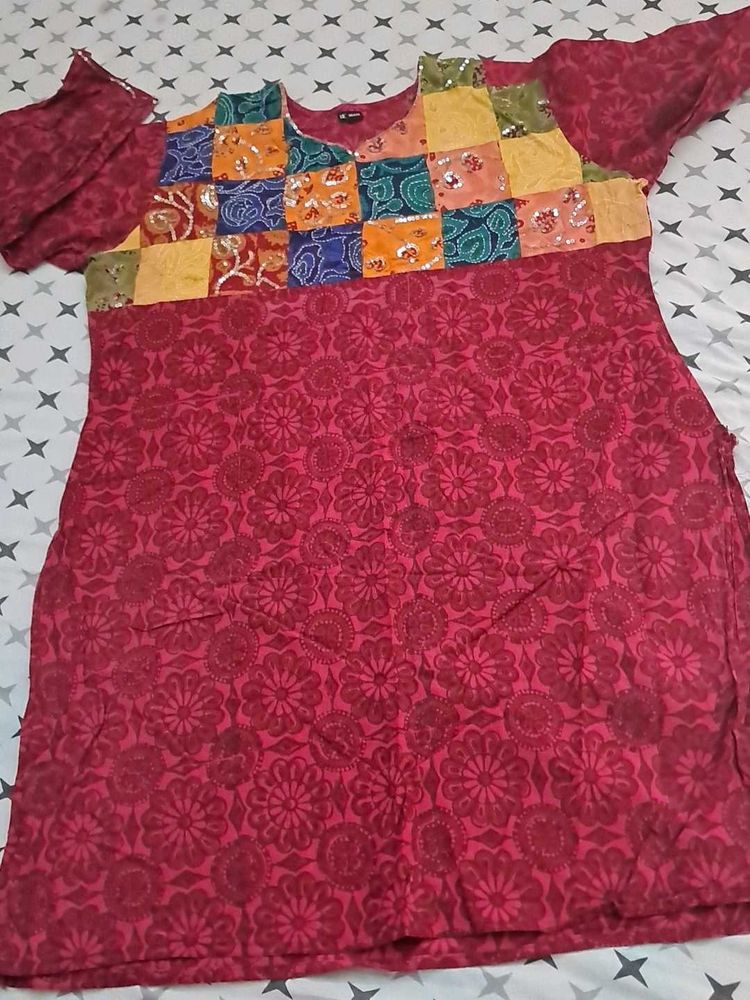Embroidered Patchwork Kurta