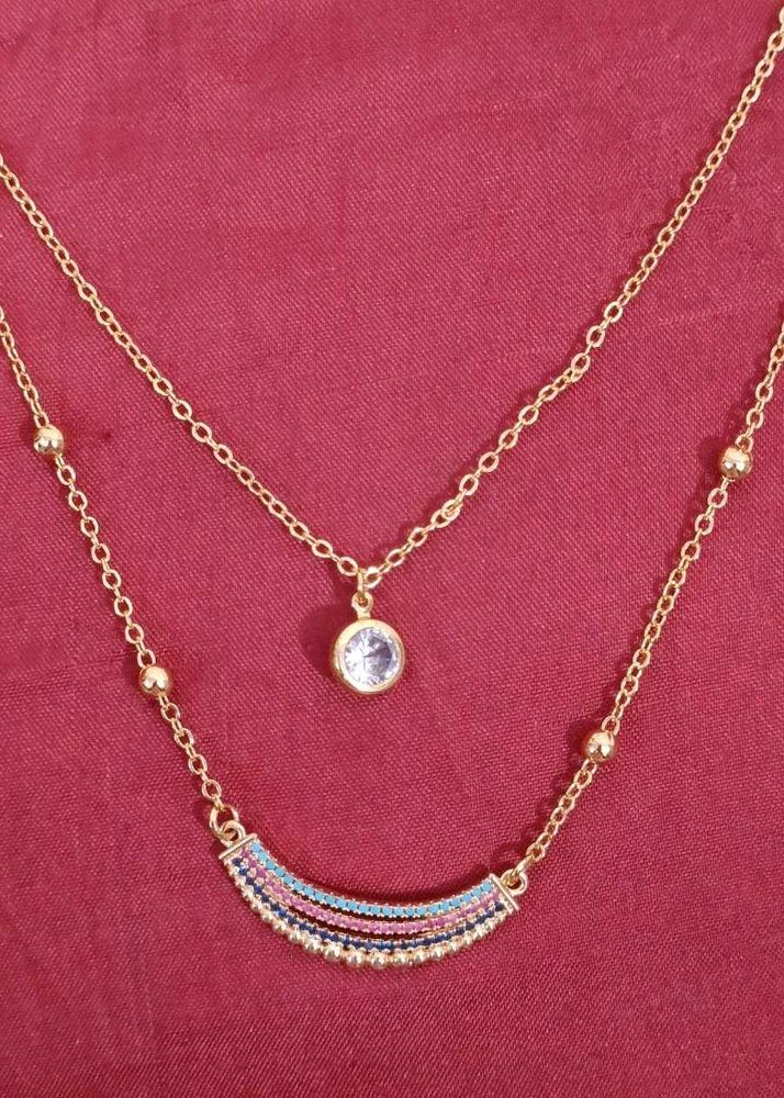 Layered Gold Necklace with Charm