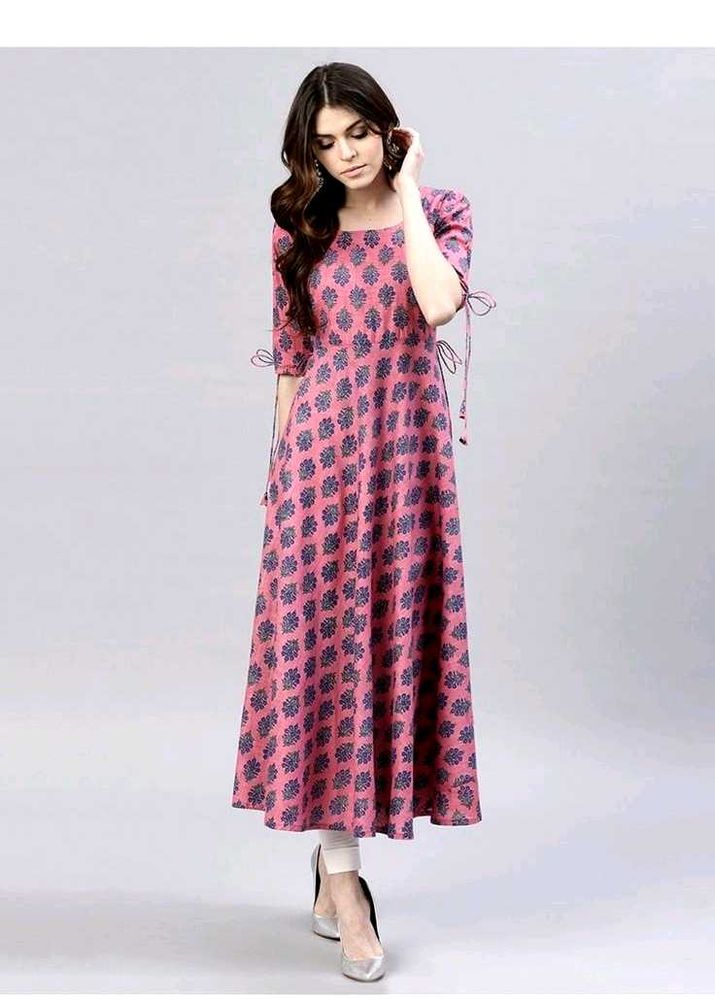 Gerua Pink💗 Printed Fit &amp; Flare anarkali kurta