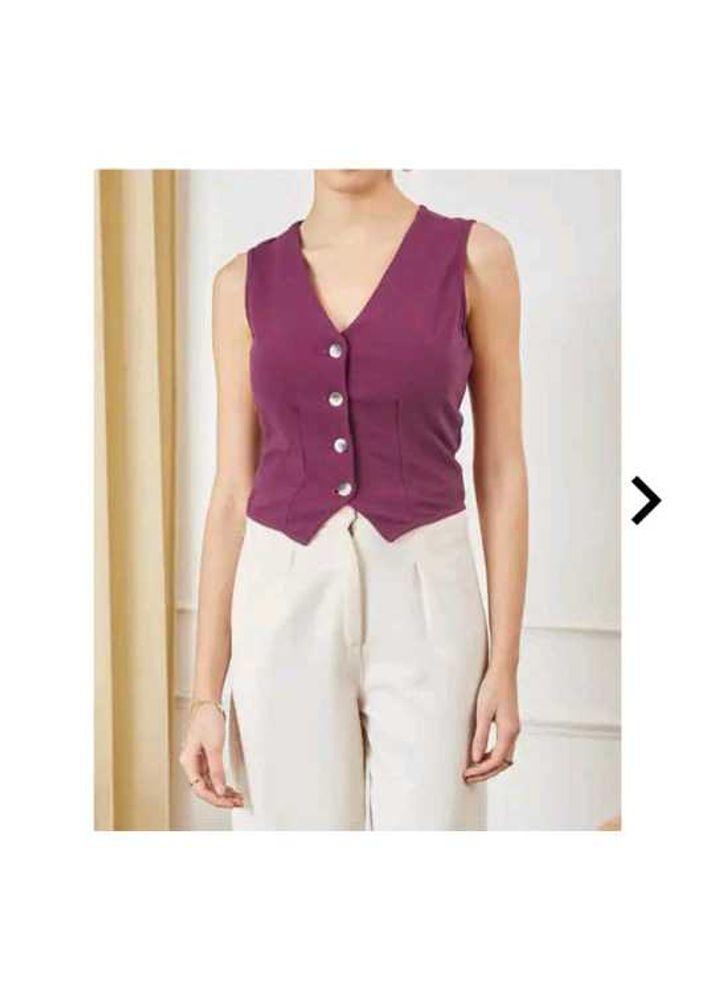 Chic V-Neck Button-Up Sleeveless Vest Top