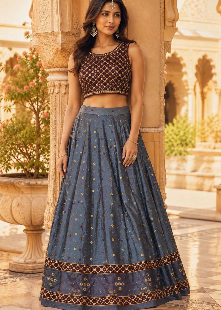 Navratri wine color Lehenga Choli Set