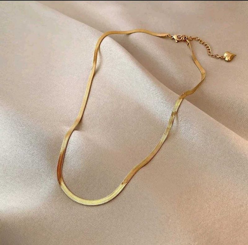 Gold Flat Snake Chain Necklace