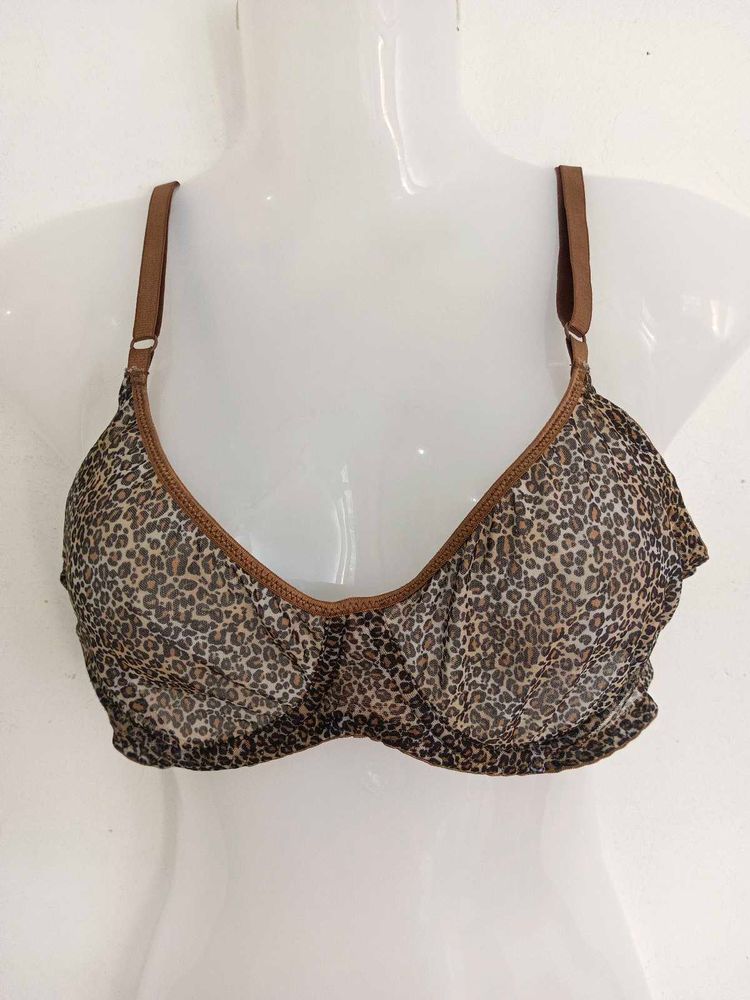 Sheer Leopard Print Bra