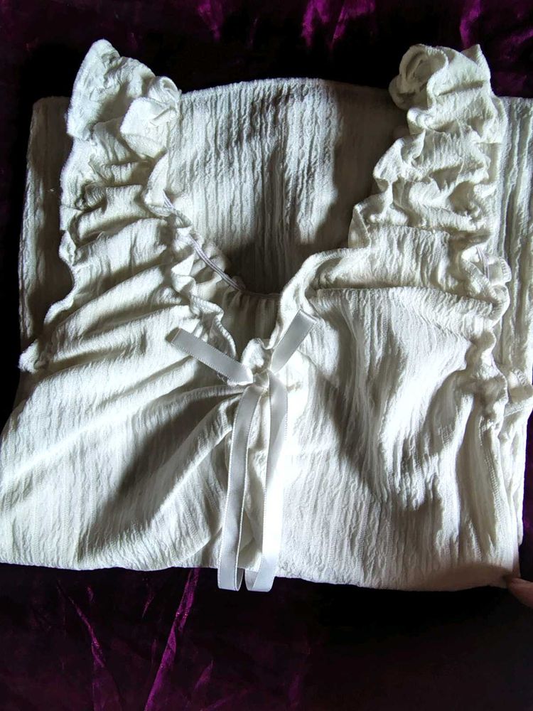 Cozy White Nightgown with Ruffles
