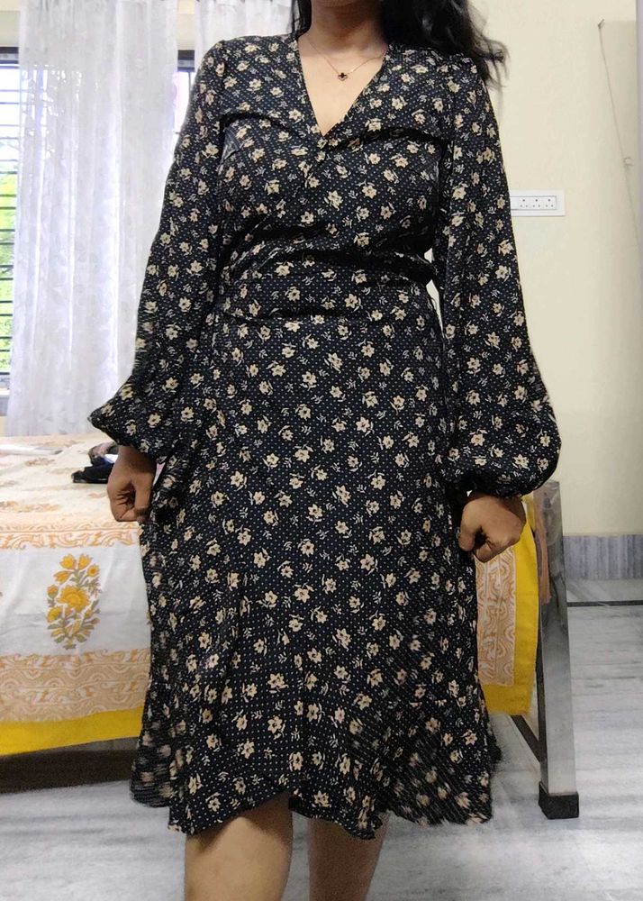 black wrap dress