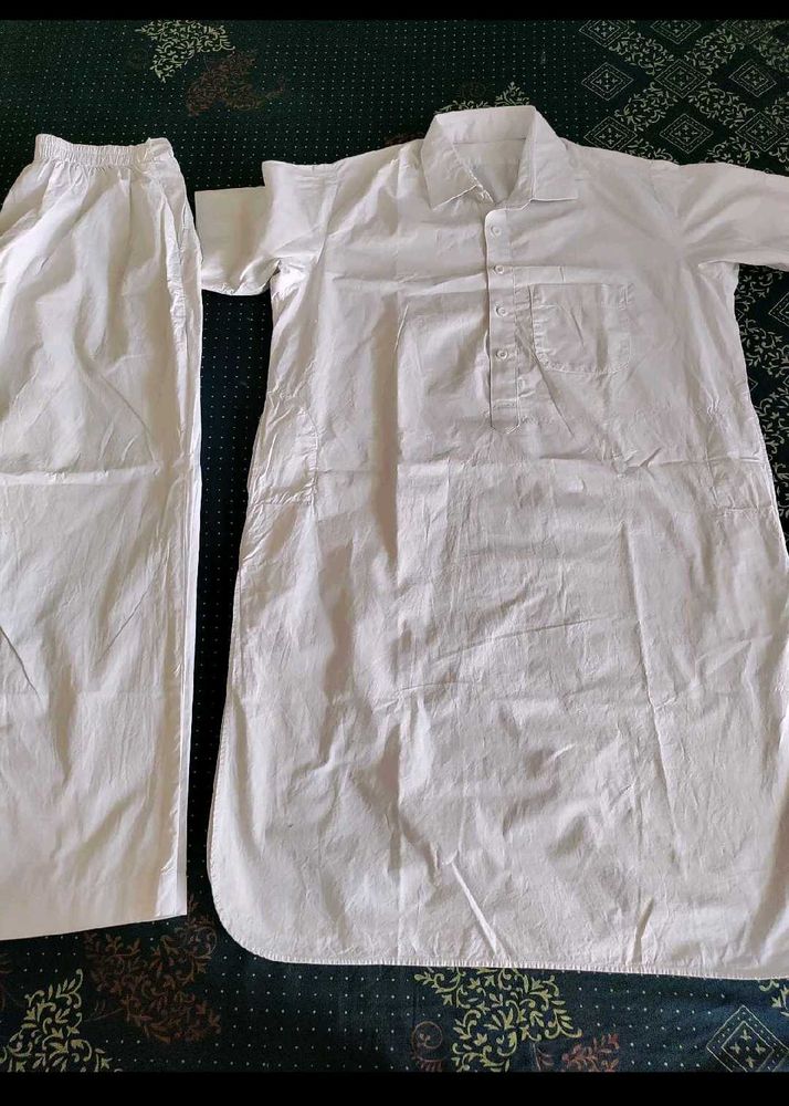 Men's White Kurta Pajama Set