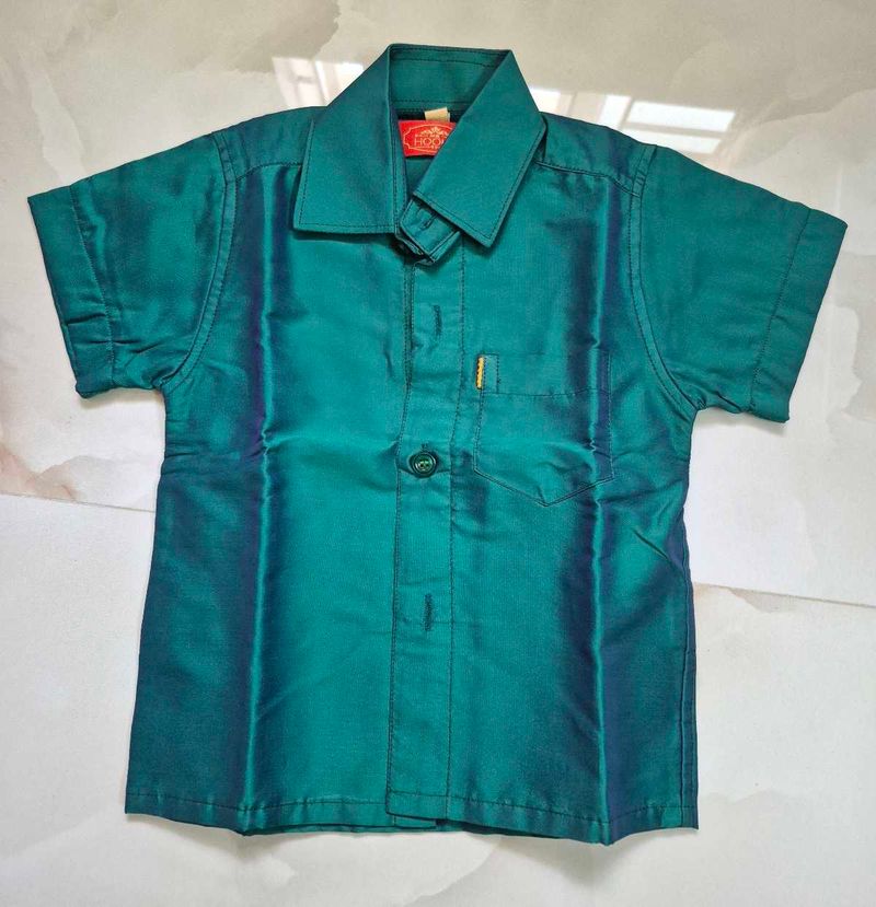 Boys Teal Silk Kurta