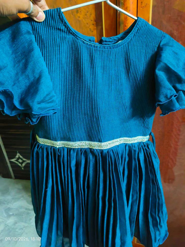 Teal Pleated Party Dress