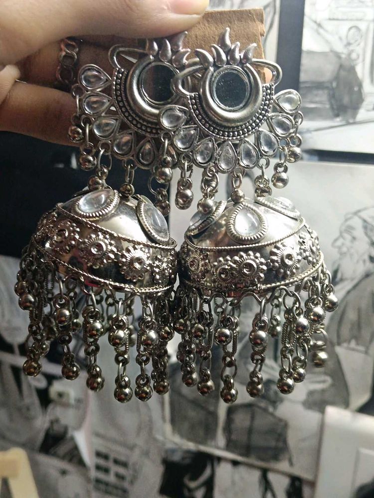 Oxidised Jhumka Earrings