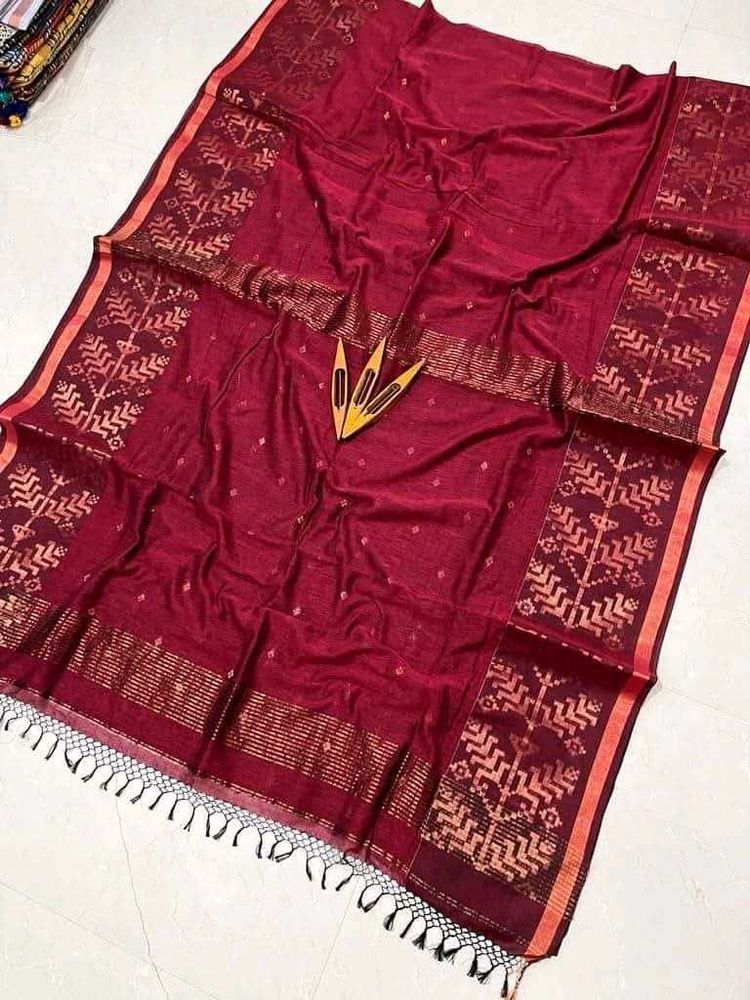 New Khadi cotton handloom Saree with running bp