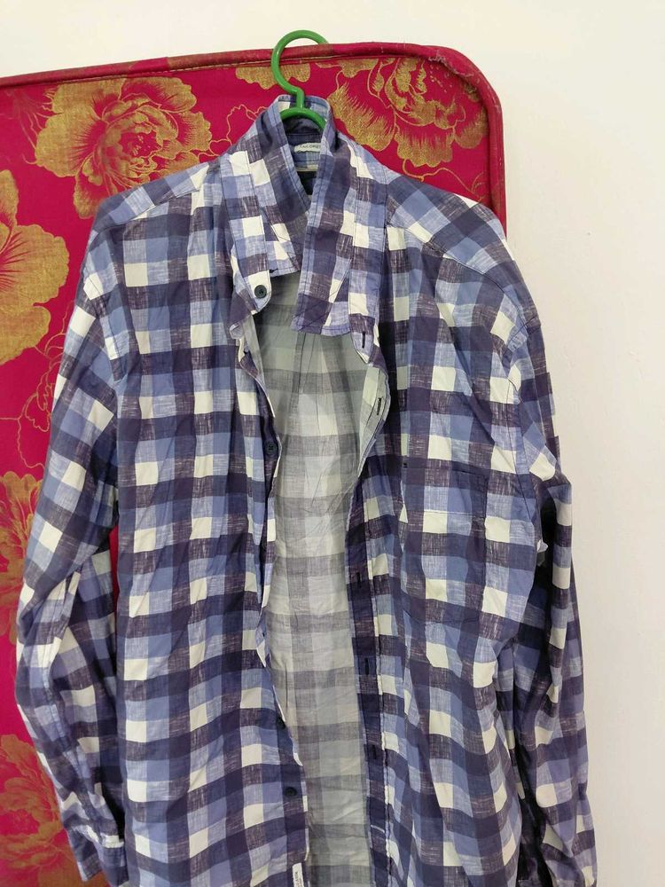 U.S POLO Men's Blue Checkered Casual Shirt XXL