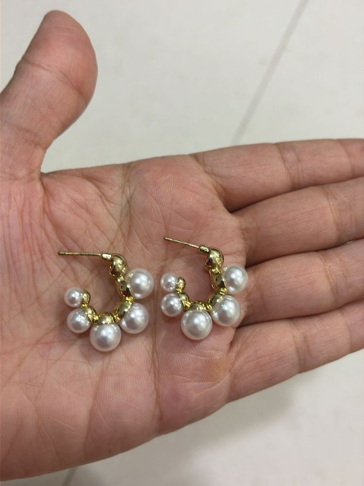 Brand new Elegant Pearl Hoop Earrings