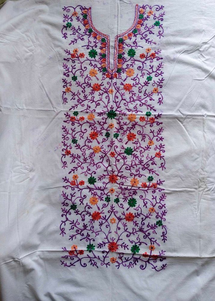 Embroidered White Dress suit Fabric