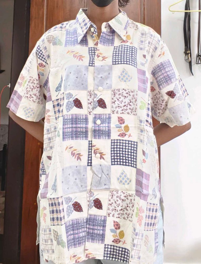 Patchwork Print Short Sleeve Shirt