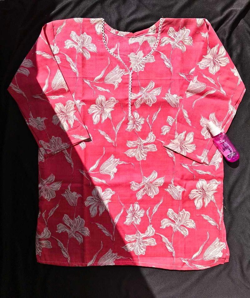 Floral Print Pink Kurta