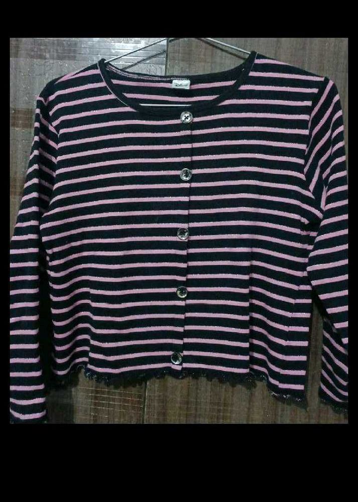 Striped Button-Up Cardigan