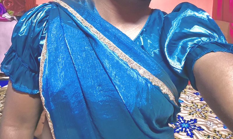 Vibrant Blue Silk Saree