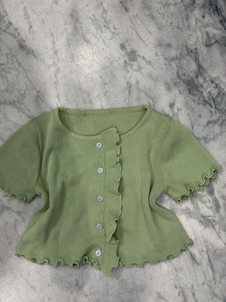 Chic Ruffle Button-Up Cardigan
