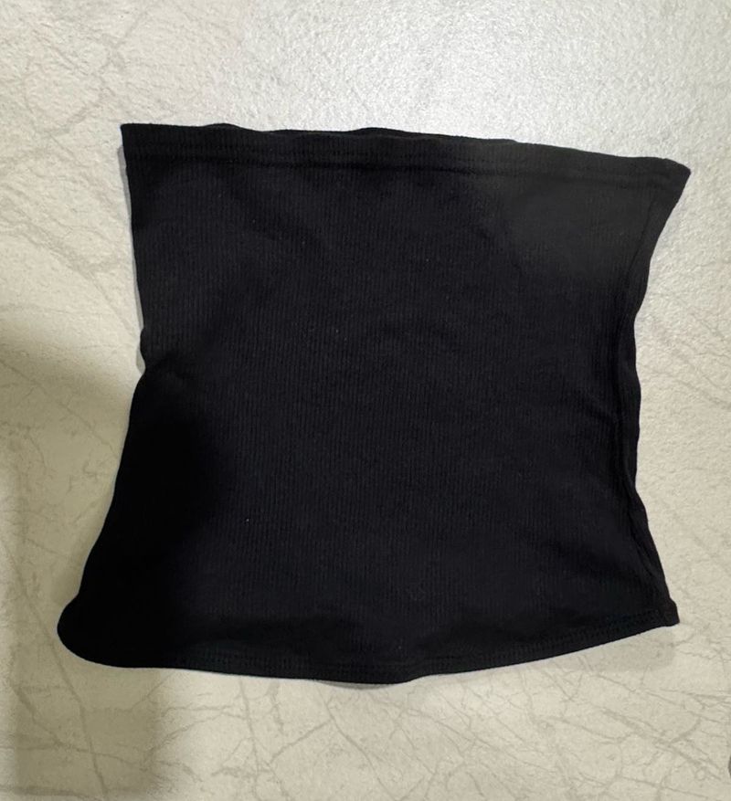 Black Ribbed Bandeau Top