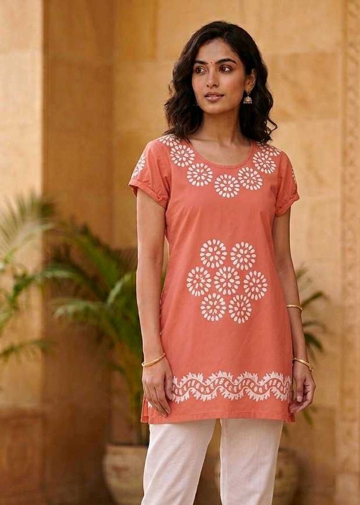 Orange Floral Print T-Shirt