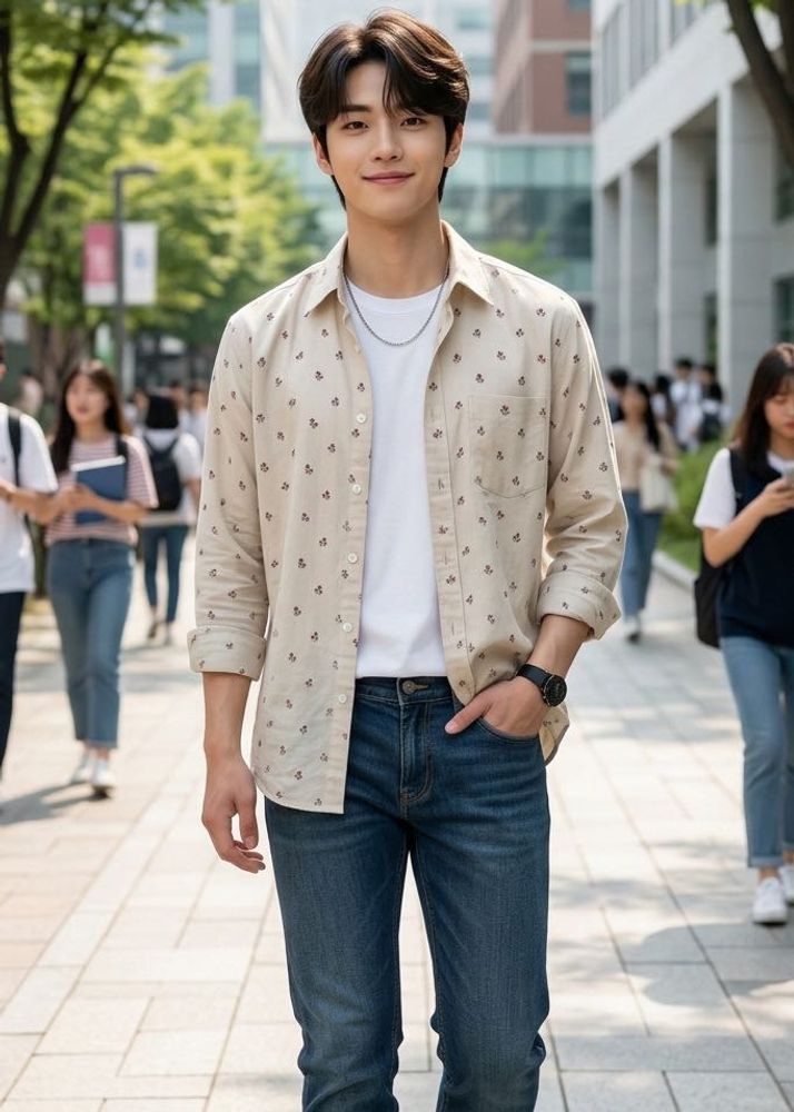 cotton Button-Up Shirt for Men