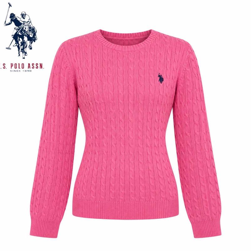 U.S. Polo Assn. Pink Cable Knit Sweater