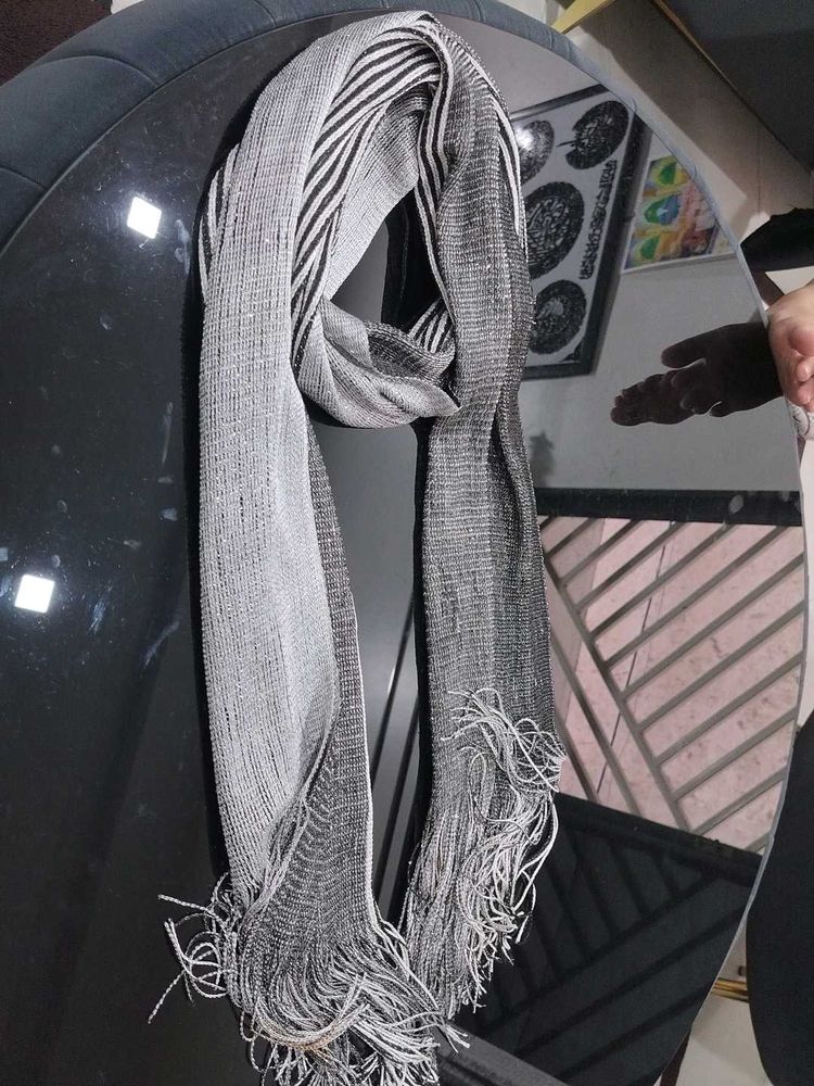 Stylish Striped Scarf with Fringe