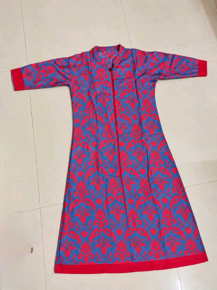 Stylish red♥️ with Blue 💙 Printed Kurta