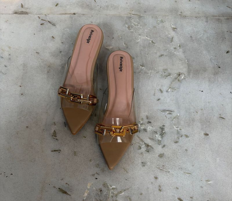 Chic Chain Detail Pointed Toe Mules