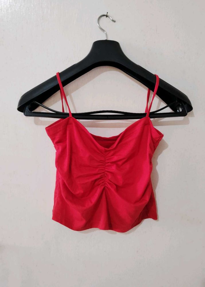Red Ruched Cami Top